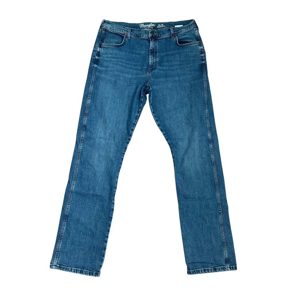 Wrangler Retro Slim Straight Blue Jeans Mens 38x36 1088MWZHE Medium Wash Denim